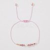 Natural Strawberry Quartz & Brass Beads Braided Bead Bracelets for Women HH4245-6-3