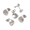 Non-Tarnish 304 Stainless Steel Oval Stud Earring Findings STAS-R063-39-3