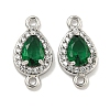 Brass Pave Clear & Green Cubic Zirconia Connector Charms KK-P275-46P-1