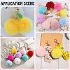 12Pcs Handmade Faux Rabbit Fur Pom Pom Ball Covered Pendants WOVE-SC0001-06C-4