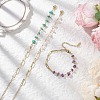 3Pcs Natural Amethyst & Rose Quartz & Synthetic Turquoise Chip Beads Link Bracelets BJEW-JB12530-1