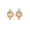 304 Stainless Steel Pave Clear Cubic Zirconia Flat Round Links Connector Charms STAS-F322-12G-1