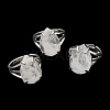 Natural Quartz Crystal Teardrop Adjustable Rings RJEW-K241-03P-11-5