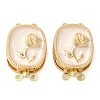 Brass Micro Pave Clear Cubic Zirconia with Enamel Box Clasps KK-G505-02G-1