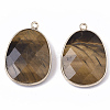 Natural Tiger Eye Pendants X-G-T131-08E-2