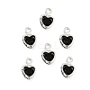 Heart Brass Glass Charms KK-S385-01S-01-1