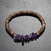 Natural Amethyst Chips & Coconut Disc Beaded Stretch Bracelets PW-WG68238-04-1