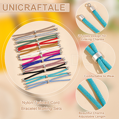 12Pcs 12 Colors Nylon Twisted Cord Bracelet Making Sets MAK-UN0001-58B-1