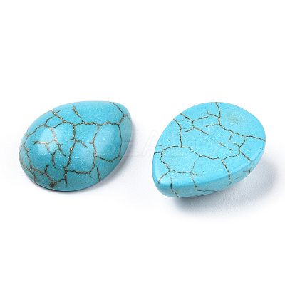 Craft Findings Dyed Synthetic Turquoise Gemstone Flat Back Teardrop Cabochons TURQ-S270-15x20mm-01-1