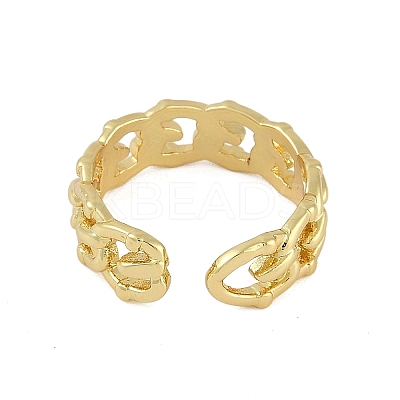 Hollow Rack Plating Brass Open Cuff Rings RJEW-D080-02G-1
