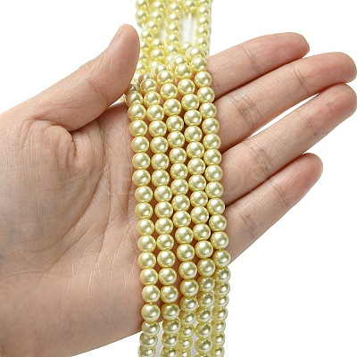 Eco-Friendly Dyed Glass Pearl Round Beads Strands HY-A008-6mm-RB012-1