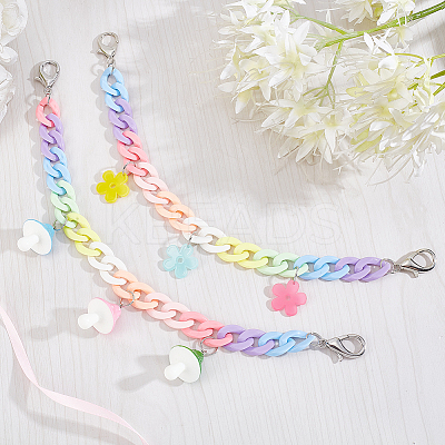 2Pcs 2 Style Rainbow Color Acrylic Curban Chain Bag Handles FIND-WR0006-44-1