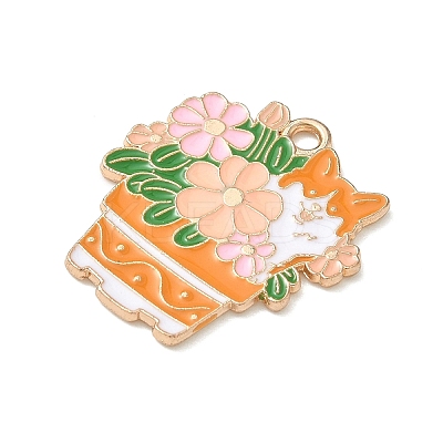 Small Potted Plant with Dog Alloy Enamel Pendants ENAM-I083-01KCG-01-1