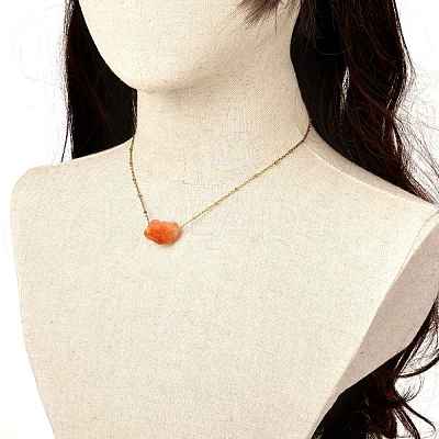 Rough Raw Natural Mixed Stone Pendant Necklaces NJEW-JN03641-1