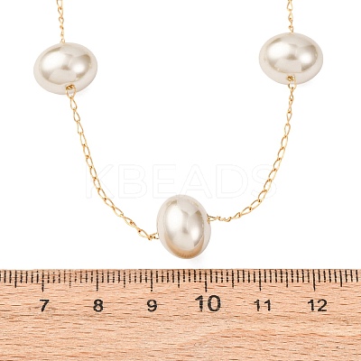 Acrylic Imitation Pearl Oval 304 Stainless Steel Link Chain Necklaces for Women NJEW-F354-02G-1