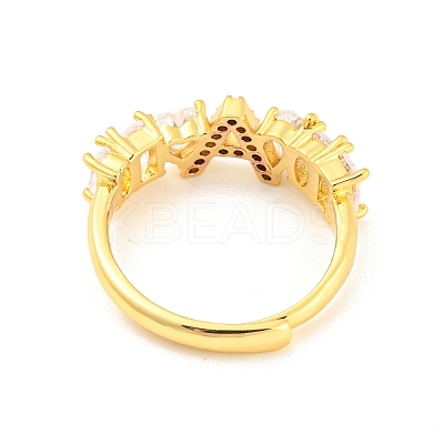 26Pcs 26 Style Initial Letter A~Z Clear Cubic Zirconia Adjustable Rings Set RJEW-Q781-17G-1
