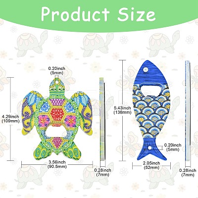 4Pcs 4 Styles Melamine Bottle Opener Fridge Magnet AJEW-CJ0001-54-1