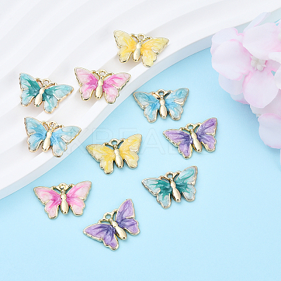 10Pcs 5 Colors Rack Plating Alloy Enamel Pendants ENAM-YW0004-75-1