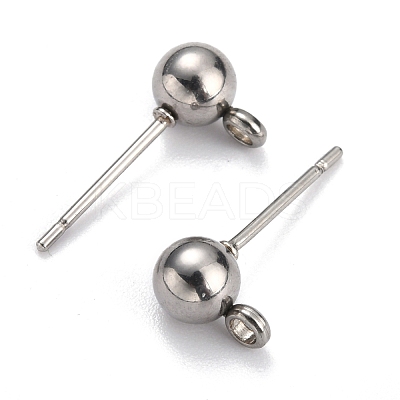 Non-Tarnish 304 Stainless Steel Ball Post Stud Earring Findings STAS-Z035-01P-D-1