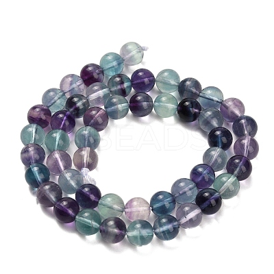 Natural Fluorite Beads Strands G-L634-B04-8mm-1