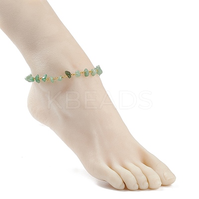 Gemstone Chips Beaded Anklet with 304 Stainless Steel Chains for Women X-AJEW-AN00497-1