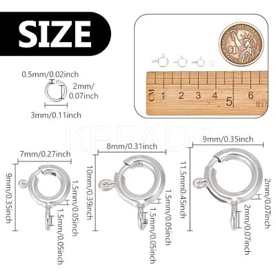 925 Sterling Silver Spring Ring Clasps with Open Jump Rings STER-GO0001-04S-1
