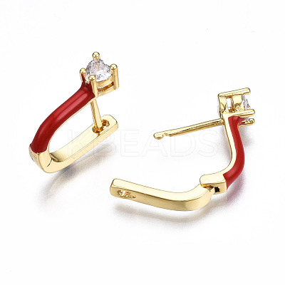 Brass Micro Pave Clear Cubic Zirconia Huggie Hoop Earrings EJEW-T014-31G-NF-1
