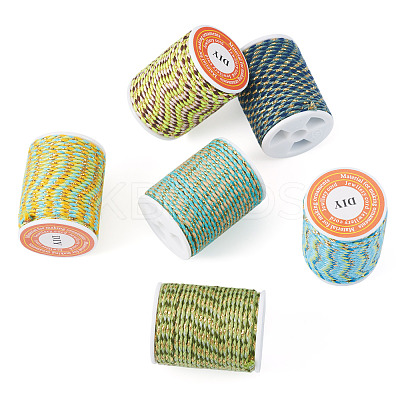 6 Rolls 6 Colors 4-Ply Polycotton Cord with Metallic Thread OCOR-TA0003-05A-1