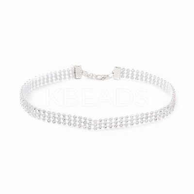 3 Row Crystal Rhinestone Choker Necklace NJEW-F289-04B-P-1
