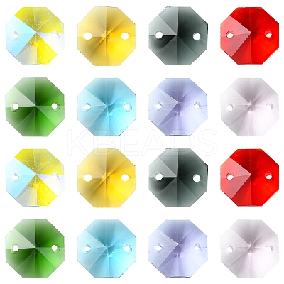 48Pcs 8 Colors Electroplate Glass Links Connectors EGLA-FS0001-48-1