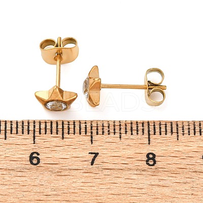 304 Stainless Steel Clear Cubic Zirconia Stud Earrings EJEW-Q044-06G-1