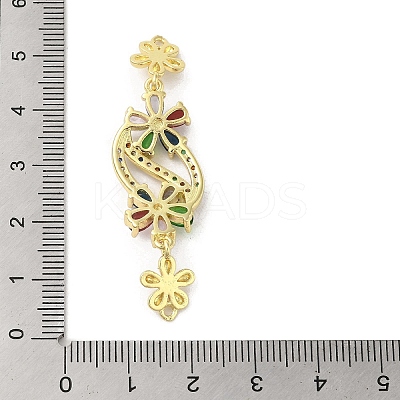 Rack Plating Brass Pave Colorful Cubic Zirconia Flower Connector Charms KK-C052-37E-G-1