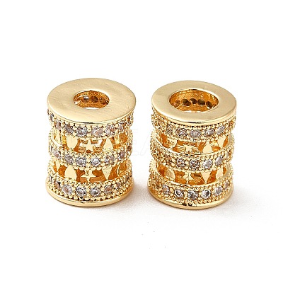 Brass Micro Pave Cubic Zirconia European Beads KK-M233-34G-1