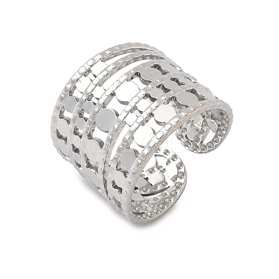 304 Stainless Steel Open Cuff Rings for Women RJEW-A079-09C-P-1