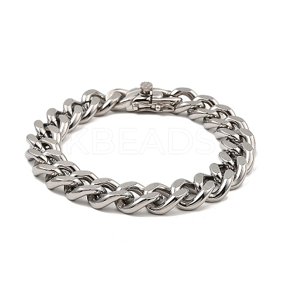 Non-Tarnish 304 Stainless Steel Cuban Link Chain Bracelet NJEW-D050-02G-P-1