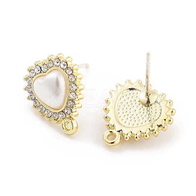 Alloy Glass Rhinestone and Plastic Imitation Pearl Stud Earring Finding Accessories FIND-U006-10G-1
