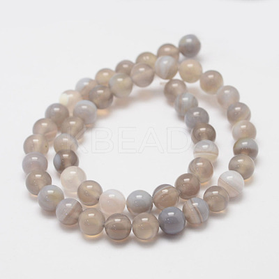 Natural Striped Agate/Banded Agate Bead Strands X-G-K155-D-8mm-02-1