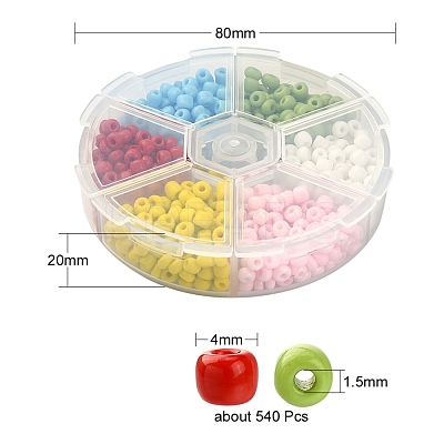 540Pcs 6 Colors 6/0 Glass Seed Beads SEED-YW0001-88-1