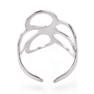 Adjustable 304 Stainless Steel Cuff Rings for Women RJEW-N052-22P-1
