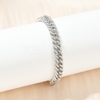 304 Stainless Steel Curb Chain Bracelets for Women Men BJEW-Z143-03P-1