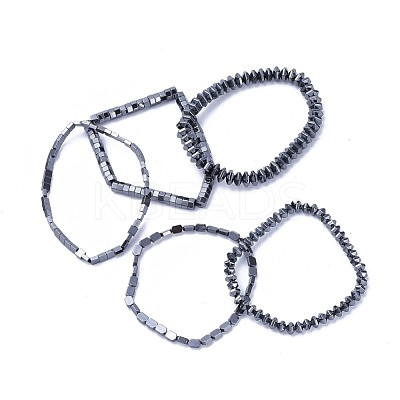 Non-magnetic Synthetic Hematite Stretch Bracelets BJEW-F376-02-1