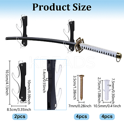 Wood & Acrylic Adjustable Wall-mounted Knife and Sword Holder OFST-WH0011-04A-1