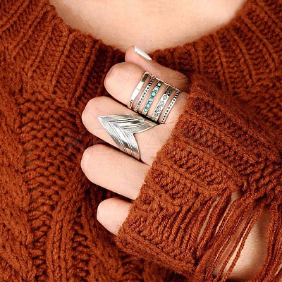 Alloy with Synthetic Turquoise Finger Rings FS-WG0500F-05-1