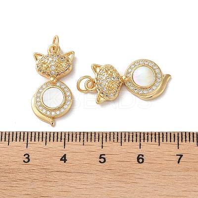 Brass Micro Pave Clear Cubic Zirconia Pendants KK-B083-34C-G-1