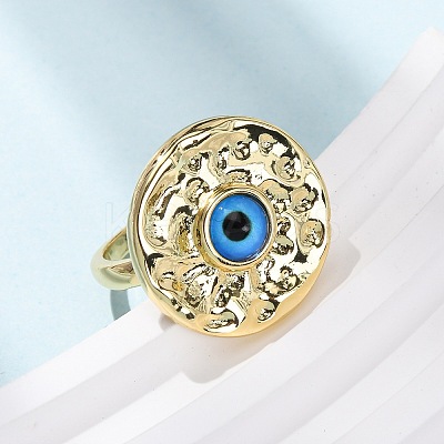 Brass Enamel Cuff Rings for Women RJEW-K264-05G-1