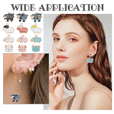 60Pcs 12 Style Alloy Enamel Pendants ENAM-PH0002-77-1