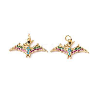Rack Plating Brass Micro Pave Colorful Cubic Zirconia Pendants ZIRC-C040-48F-G-1