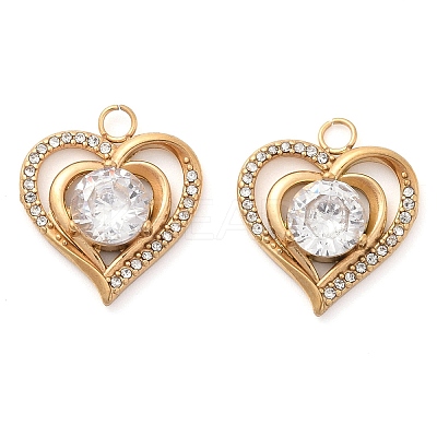 304 Stainless Steel Rhinestone Pendants STAS-Q340-03G-02-1