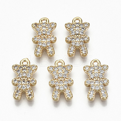 Brass Micro Pave Clear Cubic Zirconia Charms LS-RJEW-T063-65G-NF-1