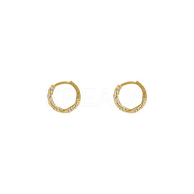 Twist Ring Alloy Crystal Rhinestone Hoop Earrings FS-WGBE8B9-01-1